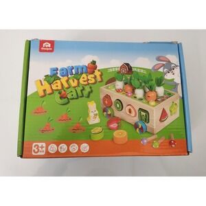 Wooden Educational Toy Farm Harvest Vegetable Fruit Sorting Shape Color Matching